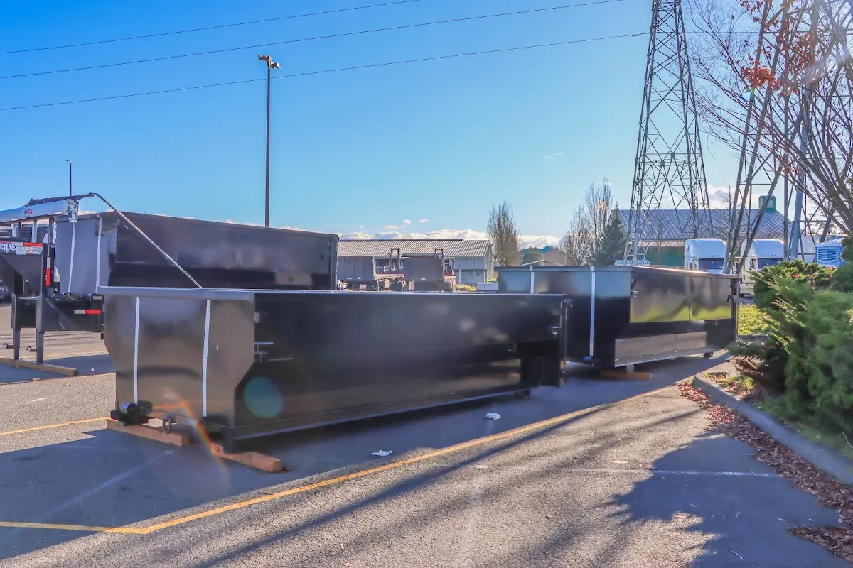Roll-off dumpster ready for waste disposal at job site for Yard Waste Dumpster Rental in Clarksburg